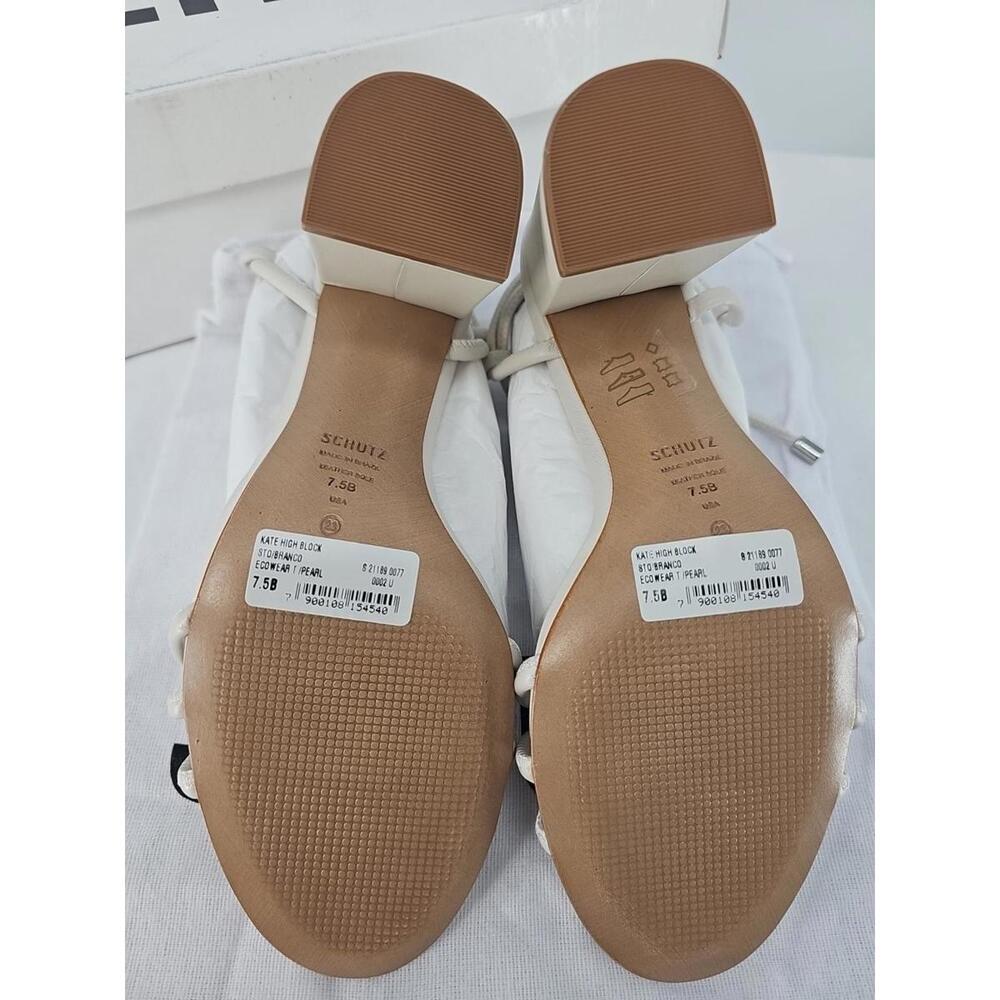 Schutz Women's Kate High Block Sandals $128 - US Size 7.5 - White Pearl - 1124 - Picture 7 of 9